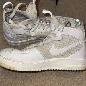 Nike White High-Top Sneakers with Mesh Panels